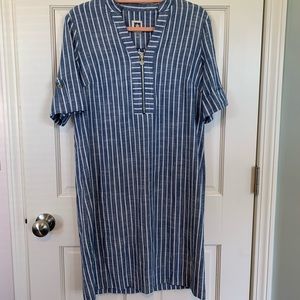 NWT Anne Klein Women’s Navy White Striped Linen Dress Size 4